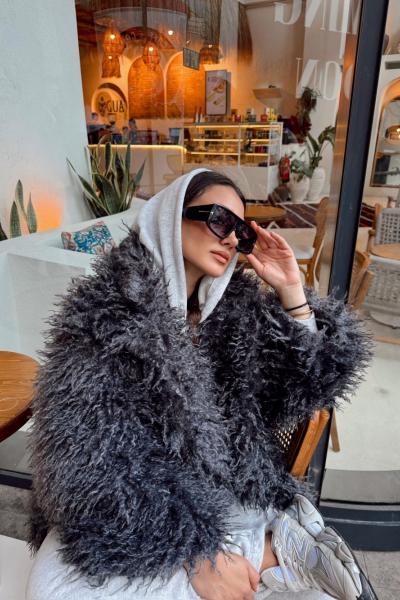 Cookie Kemerli İthal Tiftik Kürk Antrasit