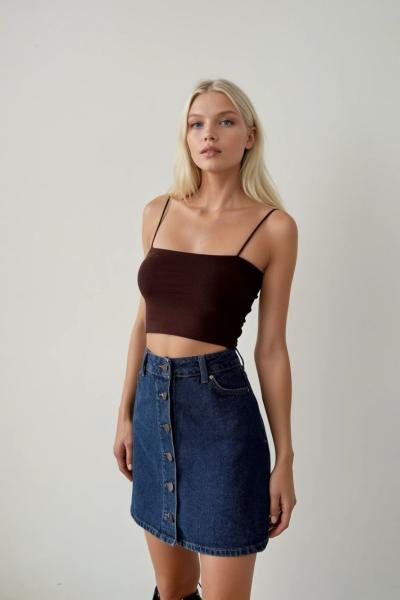 Elien Ön Düğmeli Jean Etek Lacivert