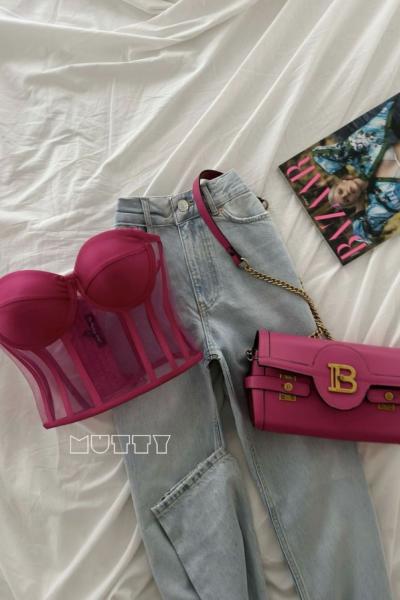 Gina Kar Yıkama Yüksek Bel Wideleg Pantolon Açık Mavi