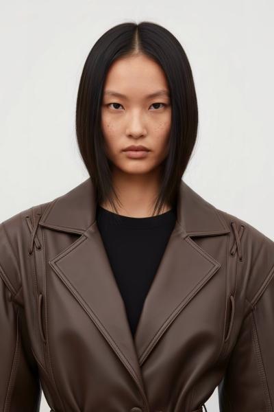 Irsa Tasarım Deri Ceket Kahverengi