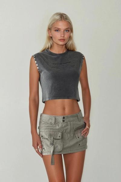 Jelen Kolsuz Zımbalı Crop Gri