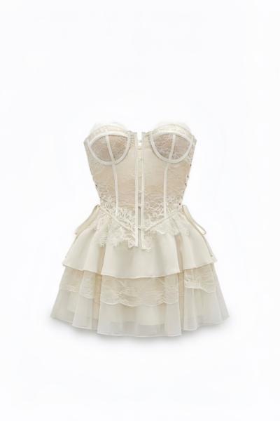 July Güpürlü Romantik Elbise  Beyaz