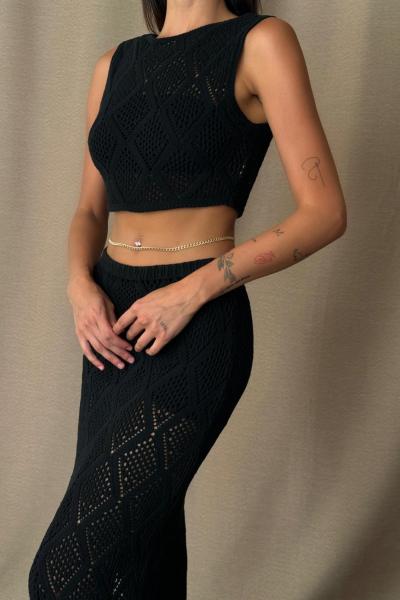 Kely Ajurlu Merserize Takım Siyah