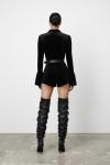 Kessia Taşlı Kadife Kumaş Şort Tulum Siyah