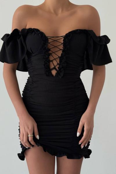 Liam Özel Tasarım Elbise  Siyah