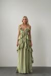 Liv Büzgü Detay Elbise Yeşil