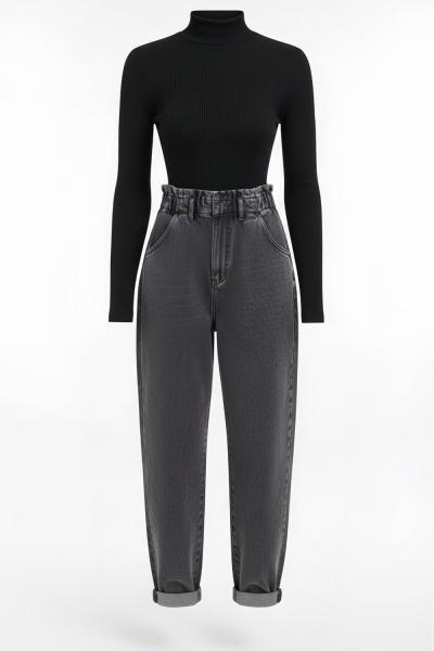 Lola Sırt Dekolteli Uzun Kollu Tulum Antrasit