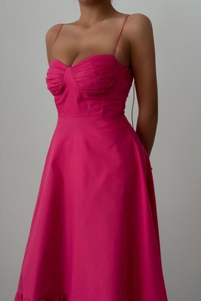 Hilde Poplin İp Askılı Maxi Elbise  Fuşya