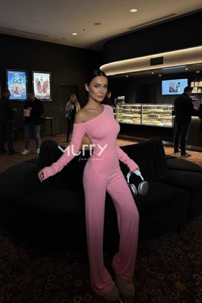 Marise Düşük Omuz Relax Takım Pembe