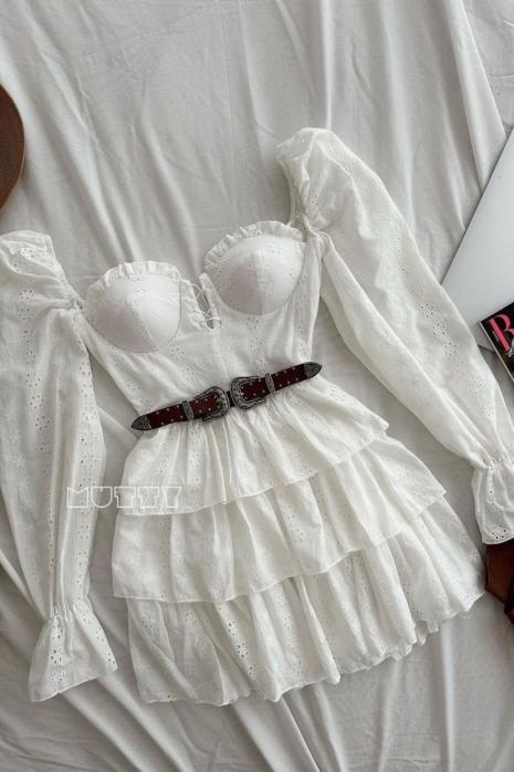 Marisol Brode Tasarım Elbise  Beyaz