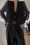 Mila Transparan Detay Tasarım Takım Siyah