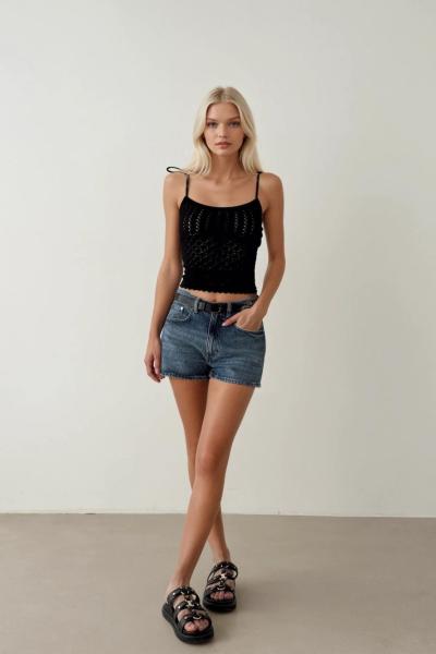 Monica Omuz Bağlamalı Lase Croptop  Siyah