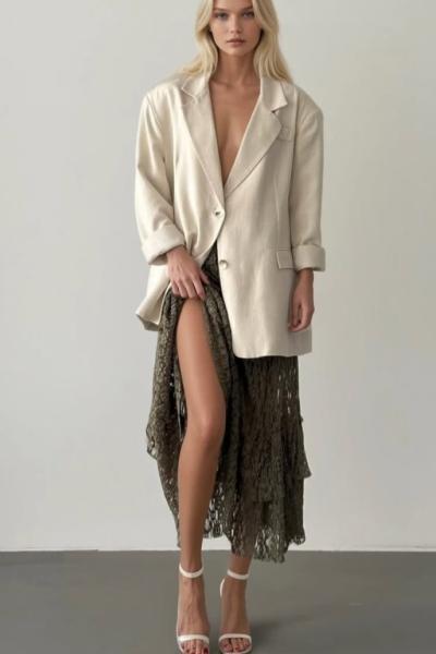 Nily Keten Blazer Ceket Bej