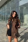 Nily Keten Blazer Ceket Kahverengi