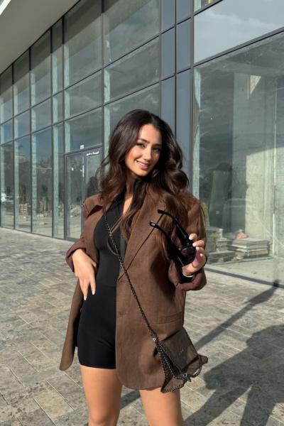 Nily Keten Blazer Ceket Kahverengi