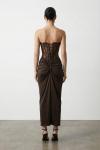 Nina Korse Detaylı Maxi Elbise  Kahverengi