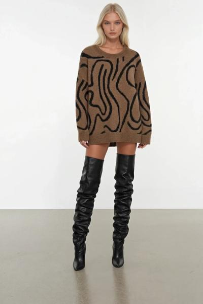 Noa Oversize Yumoş Kazak Kahverengi