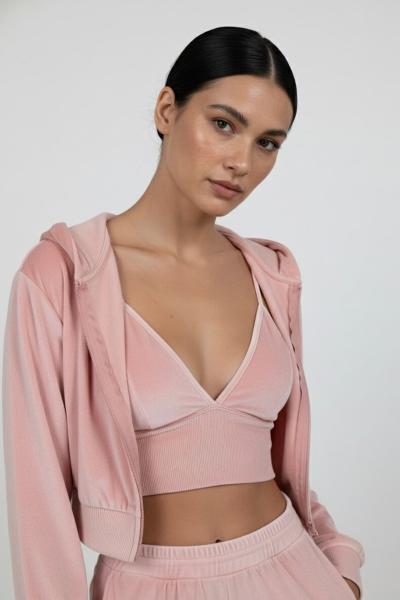 Nova 3lü Kadife Takım Pembe