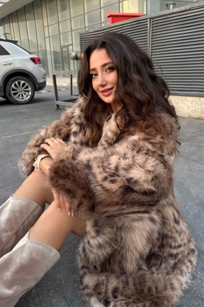 Oria Çita Desen İthal Kürk  Kahverengi