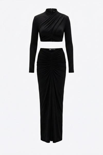 Rubi Crop Etek Set Siyah