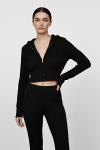 Saç Örgü Fermuarlı Triko Takım  Siyah