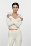 Saç Örgü Fermuarlı Triko Takım  Ekru