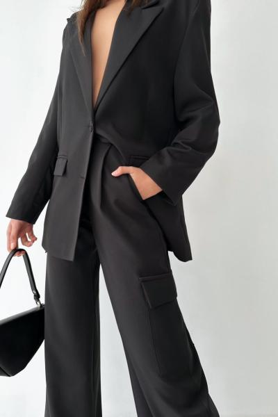 Vera Yüksek Bel Bol Paça Kargo Pantolon Siyah