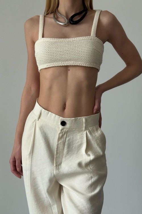 Xayah Büzgü Detay Crop Bej