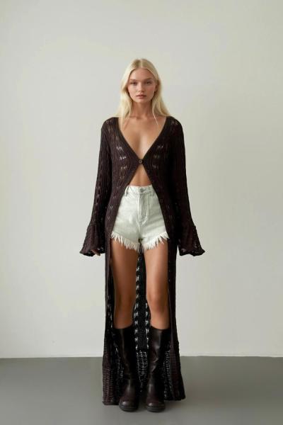 Zana Boydan Düğmeli Örgü Elbise Vizon