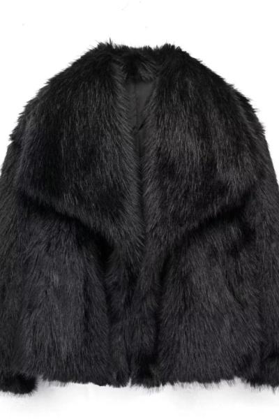 Zara Model Kürk Ceket  Siyah