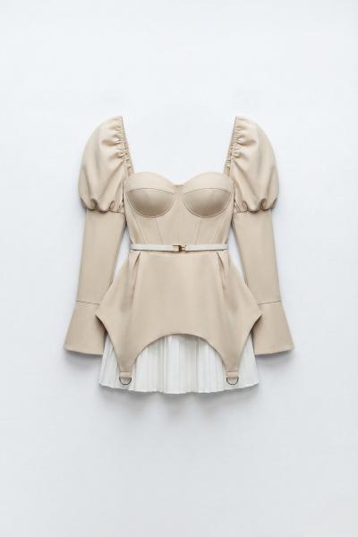 Ania Kemerli Tasarım Elbise  Bej