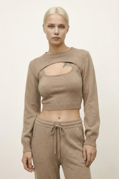 Anya 3lü Triko Set Vizon