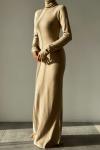 Anya Balıkçı Knıt Long Elbise  Bej