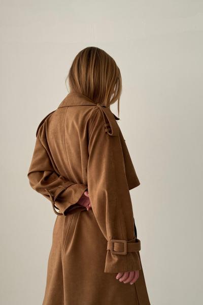 Branka Maxi Boy Özel Üretim Süet Trençkot  Taba