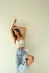 Calita Poliamid Dantelli Crop top Beyaz