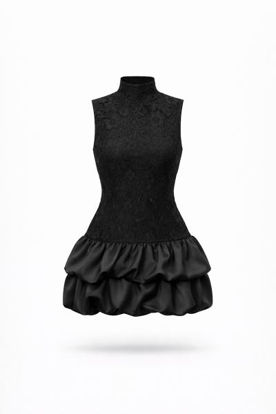 Daren Güpürlü Tasarım elbise Siyah