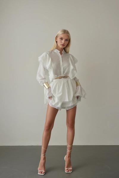 Haarlem Dantel Volan Detayli Katli Etekli Folk Elbise Ekru