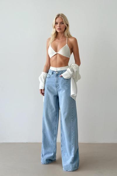 Laysa Boxerlı Yüksek Bel Palazzo Pantolon Mavi