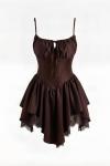 Linda Korse Detay Saten Dantelli Elbise Acı Kahve