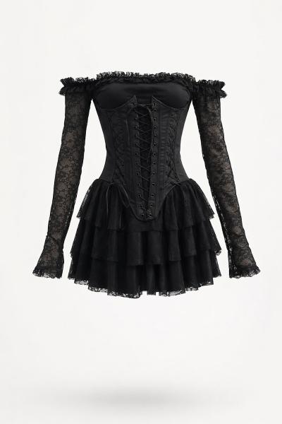 Milano Mutty Özel Seri Premium Korseli Elbise Siyah