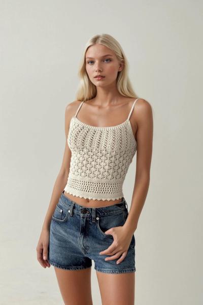 Monica Omuz Bağlamalı Lase Croptop  Bej