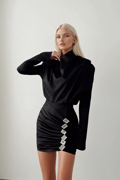 Özel Hot Couture Dikim Premium Özel Seri Elbise NARA  Siyah