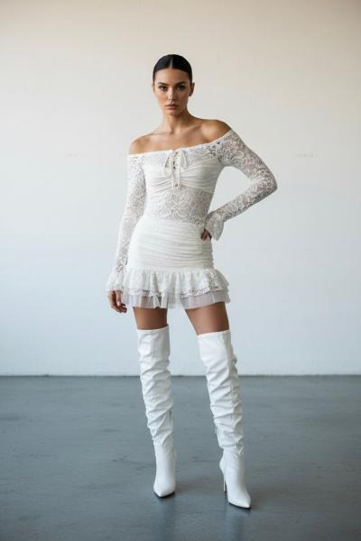 Sarel Dantel Elbise Beyaz