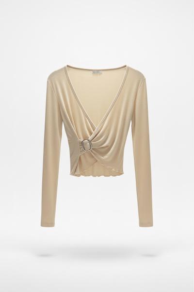 Sarenka Tokalı Basıc Bluz Bej