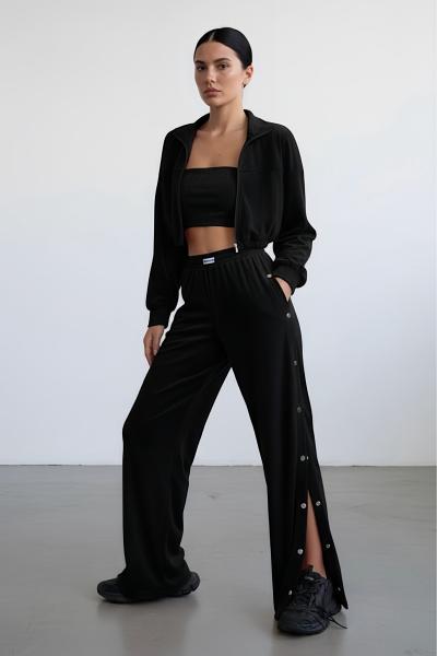 Sera Çıtçıt Detaylı 3lü Kadife Set Siyah