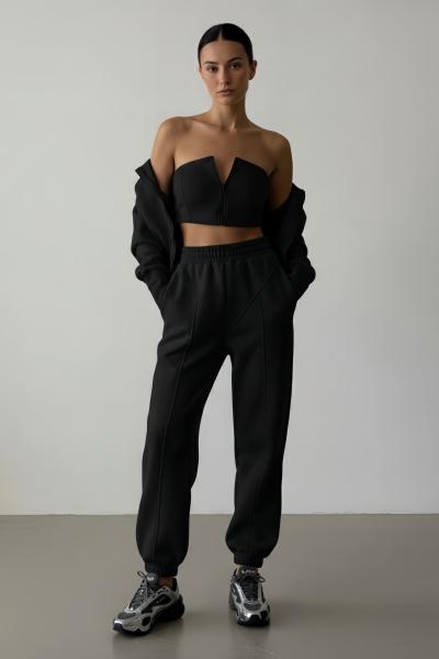 Fona 3 iplik Şardonlu Hoodie Üçlü Takım Siyah