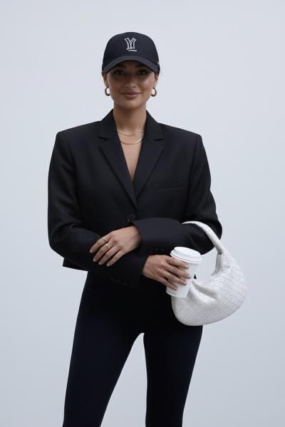 Tia Vatkalı Crop Blazer Ceket Siyah