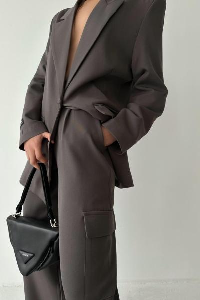 Vera Yüksek Bel Bol Paça Kargo Pantolon Gri