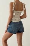 Monica Omuz Bağlamalı Lase Croptop  Bej