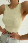 Meriyt  Yüzücü Crop  Top Bej